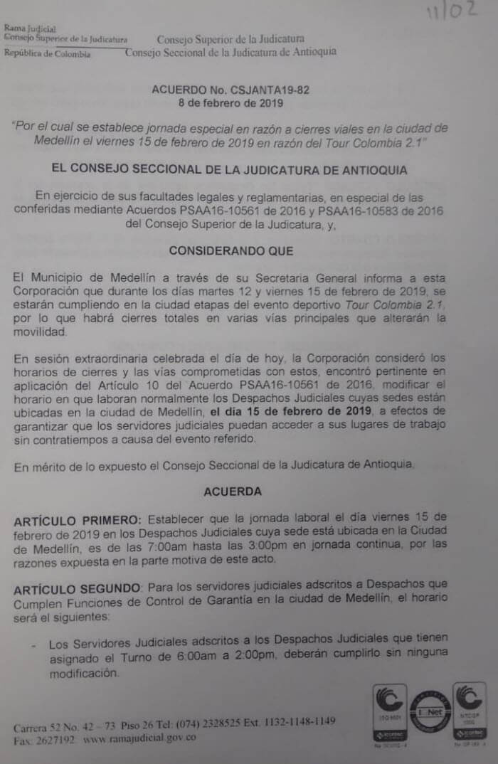 ACUERDO CSJANTA19 82 FEB 2019 1