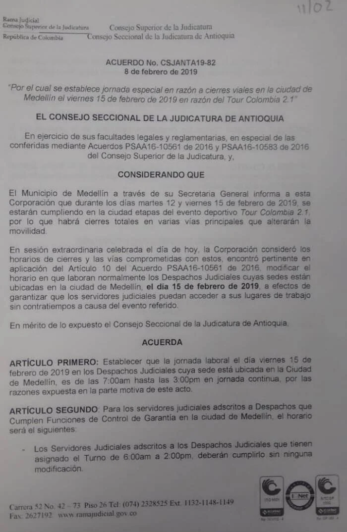 ACUERDO CSJANTA19 82 FEB 2019 1