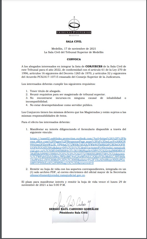 CONVOCATORIA CONJUECES SALA CIVIL
