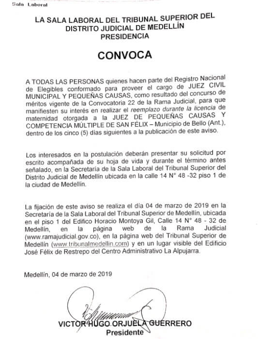 convocatoria juez pequenas causas san felix