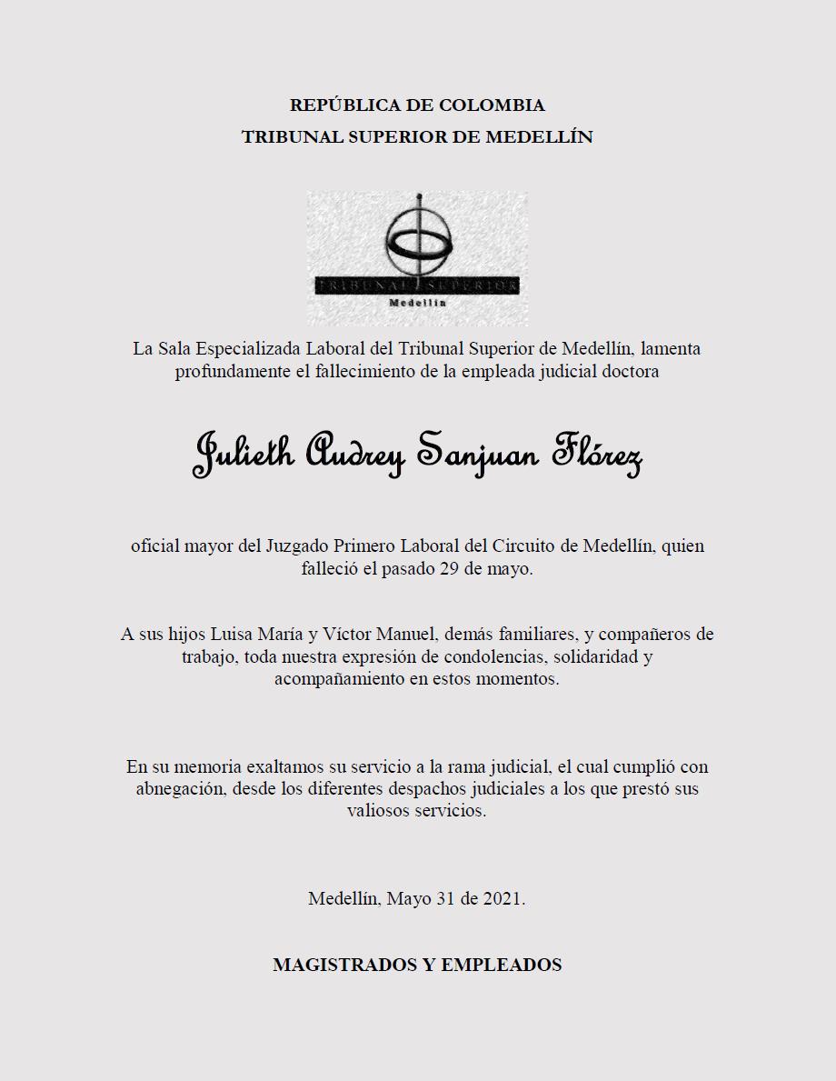 CONDOLENCIAS TSM EMPLEADA