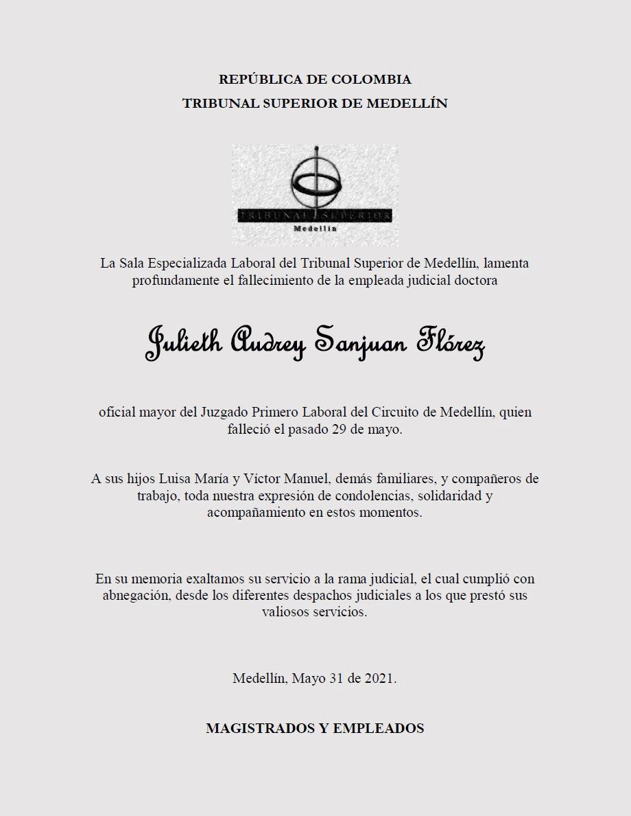 CONDOLENCIAS TSM EMPLEADA